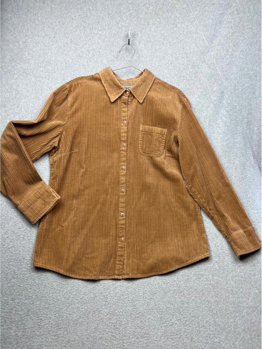 Croft & Barrow Womens Corduroy Button Up Shirt XL Long Sleeve Oversized Casual
